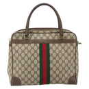 GUCCI GG Supreme Web Sherry Line Hand Bag PVC Beige 378 002 4466 Auth 162306-2