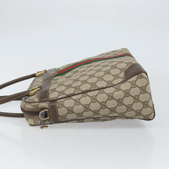 GUCCI GG Supreme Web Sherry Line Hand Bag PVC Beige 378 002 4466 Auth 162306