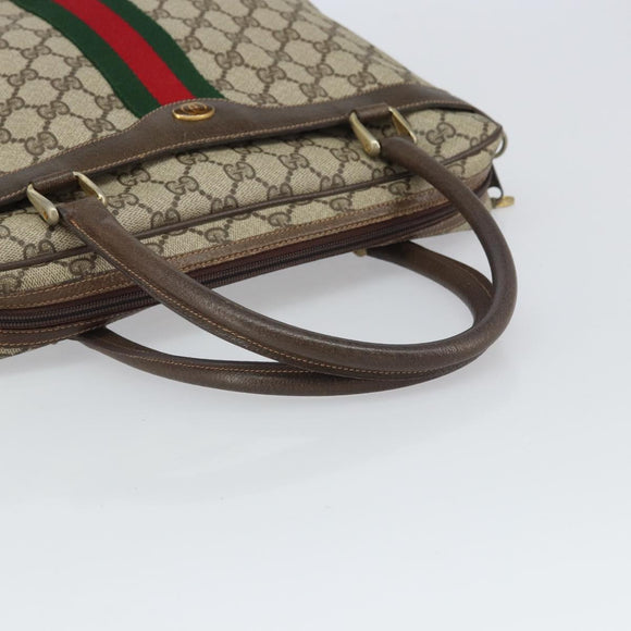 GUCCI GG Supreme Web Sherry Line Hand Bag PVC Beige 378 002 4466 Auth 162306