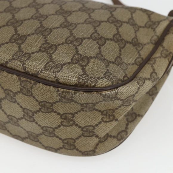 GUCCI GG Supreme Web Sherry Line Shoulder Bag PVC Beige Gold Auth 162314