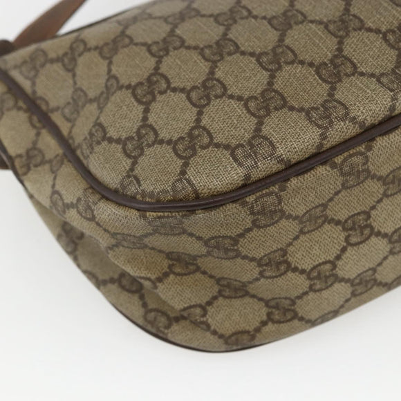 GUCCI GG Supreme Web Sherry Line Shoulder Bag PVC Beige Gold Auth 162314
