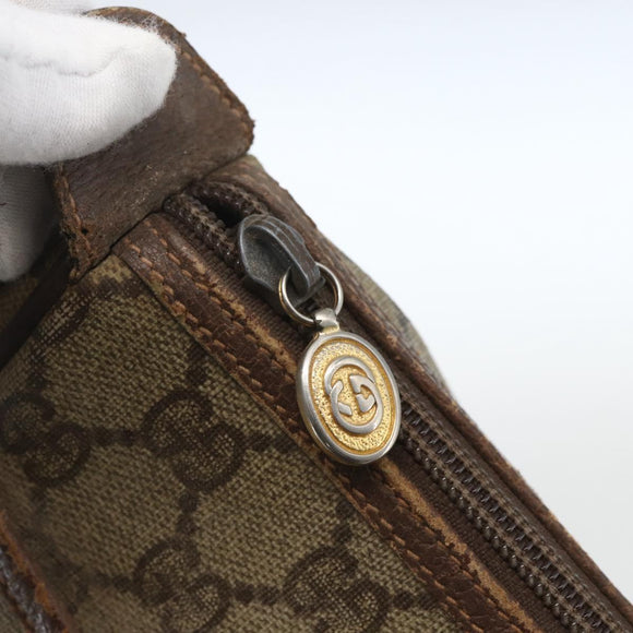 GUCCI GG Supreme Web Sherry Line Shoulder Bag PVC Beige Gold Auth 162314