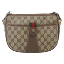 GUCCI GG Supreme Web Sherry Line Shoulder Bag PVC Beige Gold Auth 162314-13