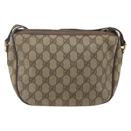 GUCCI GG Supreme Web Sherry Line Shoulder Bag PVC Beige Gold Auth 162314 - 0