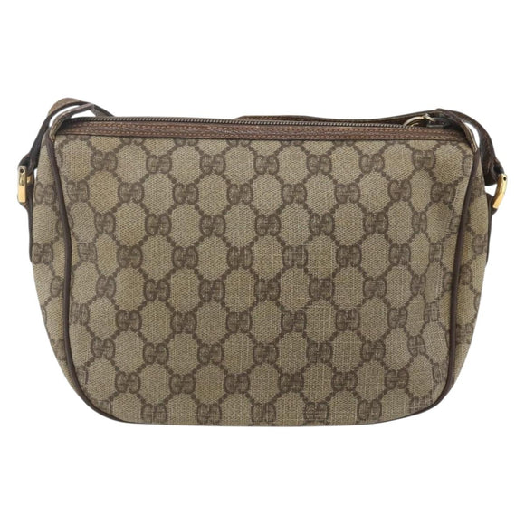 GUCCI GG Supreme Web Sherry Line Shoulder Bag PVC Beige Gold Auth 162314