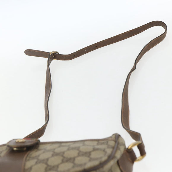 GUCCI GG Supreme Web Sherry Line Shoulder Bag PVC Beige Gold Auth 162314