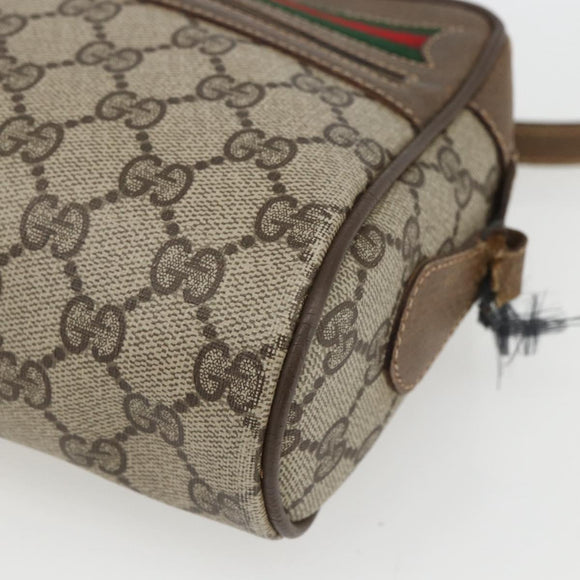 GUCCI GG Supreme Web Sherry Line Bag PVC Beige Red 119 02 087 Auth 162316