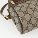 GUCCI GG Supreme Web Sherry Line Bag PVC Beige Red 119 02 087 Auth 162316-16