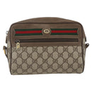 GUCCI GG Supreme Web Sherry Line Bag PVC Beige Red 119 02 087 Auth 162316-13
