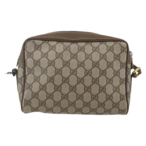GUCCI GG Supreme Web Sherry Line Bag PVC Beige Red 119 02 087 Auth 162316