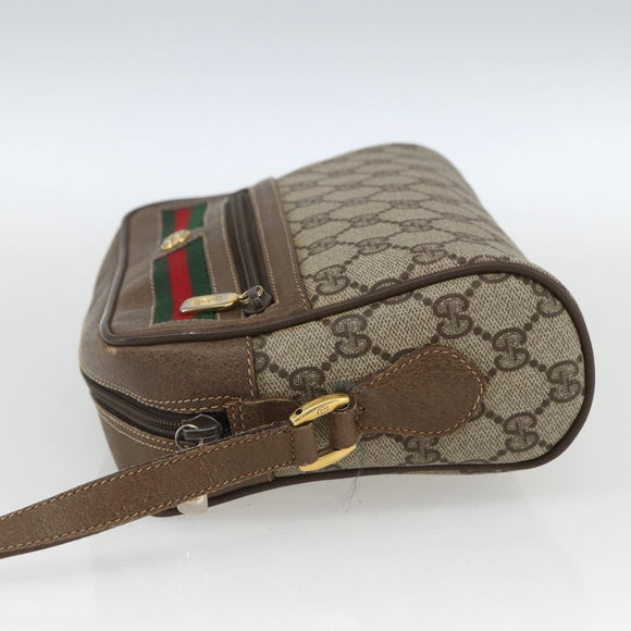GUCCI GG Supreme Web Sherry Line Bag PVC Beige Red 119 02 087 Auth 162316