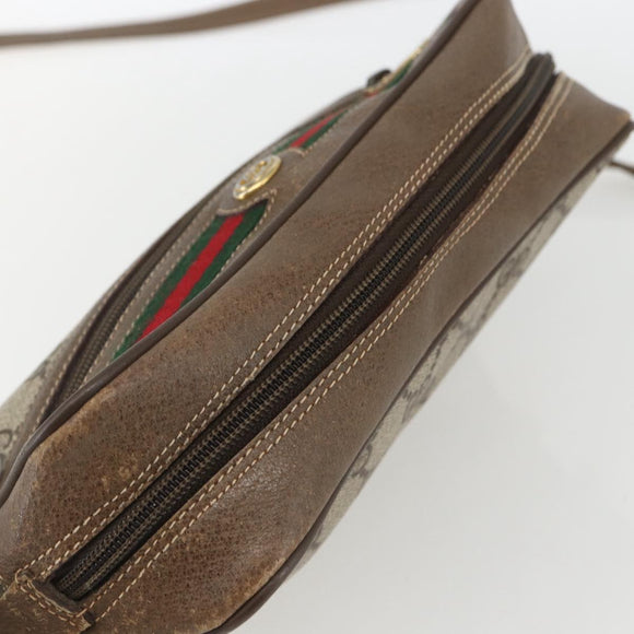 GUCCI GG Supreme Web Sherry Line Bag PVC Beige Red 119 02 087 Auth 162316