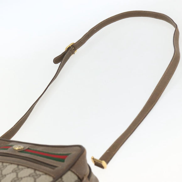 GUCCI GG Supreme Web Sherry Line Bag PVC Beige Red 119 02 087 Auth 162316