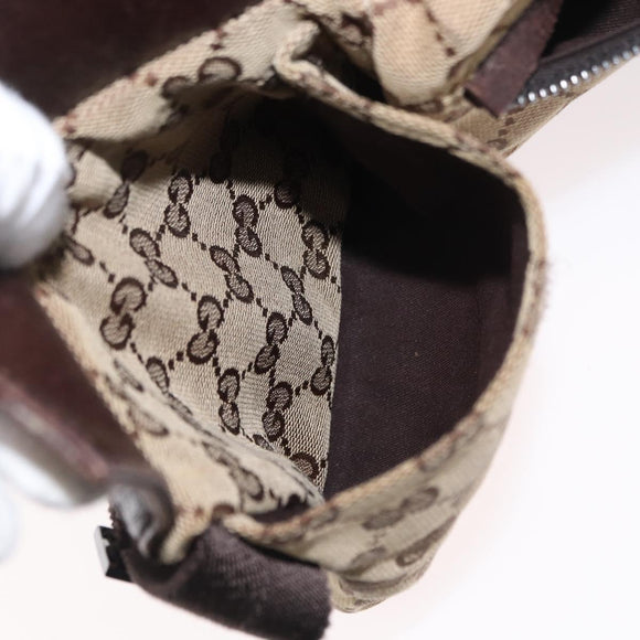 GUCCI GG Canvas Waist bag Beige Silver 28566 Auth 162317
