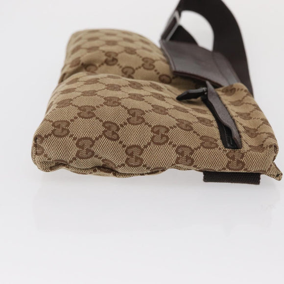 GUCCI GG Canvas Waist bag Beige Silver 28566 Auth 162317