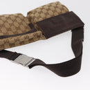 GUCCI GG Canvas Waist bag Beige Silver 28566 Auth 162317-7
