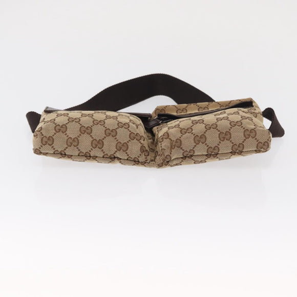 GUCCI GG Canvas Waist bag Beige Silver 28566 Auth 162317