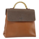 LOEWE Velazquez Hand Bag Leather Brown Gold Auth 162319-1