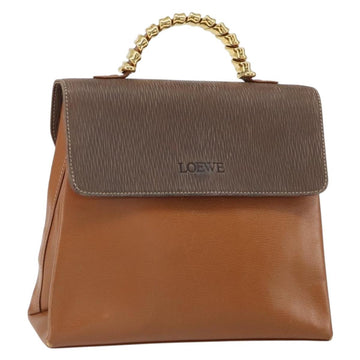 LOEWE Velazquez Hand Bag Leather Brown Gold Auth 162319