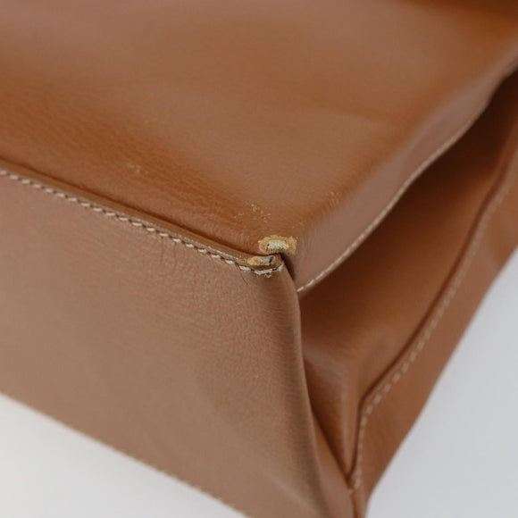 LOEWE Velazquez Hand Bag Leather Brown Gold Auth 162319