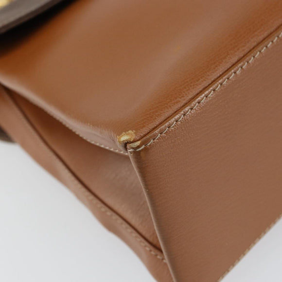 LOEWE Velazquez Hand Bag Leather Brown Gold Auth 162319