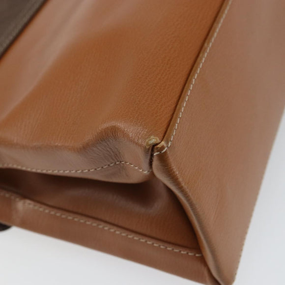 LOEWE Velazquez Hand Bag Leather Brown Gold Auth 162319