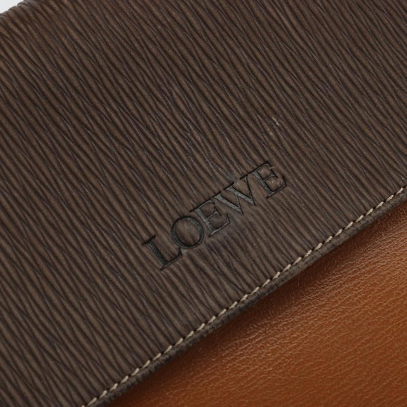 LOEWE Velazquez Hand Bag Leather Brown Gold Auth 162319