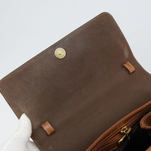 LOEWE Velazquez Hand Bag Leather Brown Gold Auth 162319