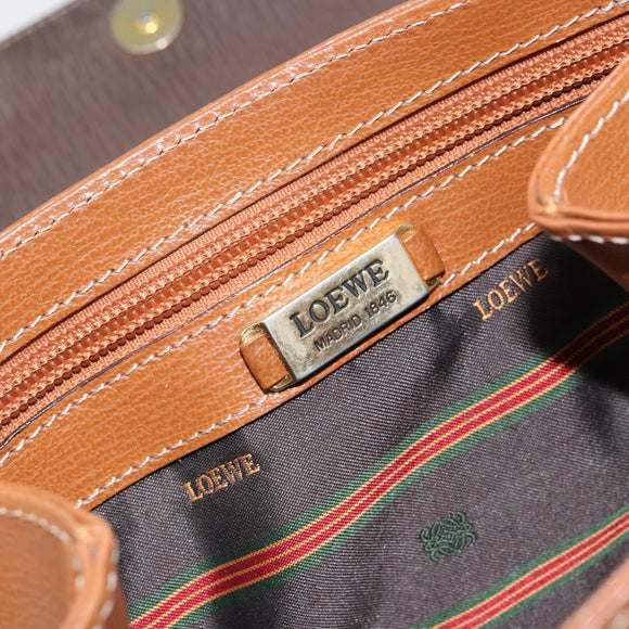 LOEWE Velazquez Hand Bag Leather Brown Gold Auth 162319