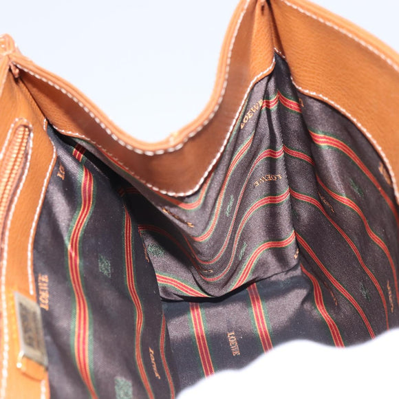 LOEWE Velazquez Hand Bag Leather Brown Gold Auth 162319
