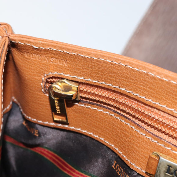 LOEWE Velazquez Hand Bag Leather Brown Gold Auth 162319