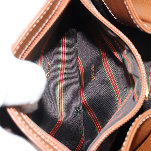 LOEWE Velazquez Hand Bag Leather Brown Gold Auth 162319