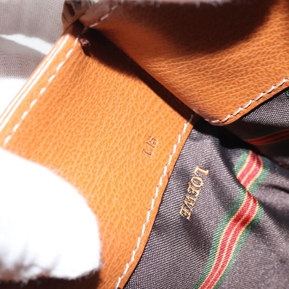 LOEWE Velazquez Hand Bag Leather Brown Gold Auth 162319