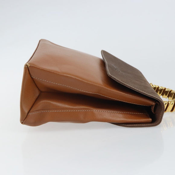 LOEWE Velazquez Hand Bag Leather Brown Gold Auth 162319