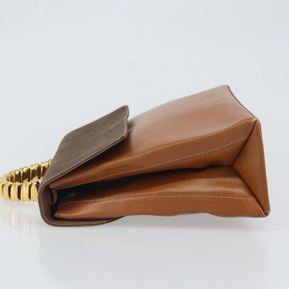LOEWE Velazquez Hand Bag Leather Brown Gold Auth 162319