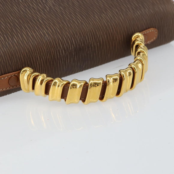 LOEWE Velazquez Hand Bag Leather Brown Gold Auth 162319