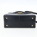 Salvatore Ferragamo Gancini Hand Bag Leather 2way Navy Gold Auth 162320-11