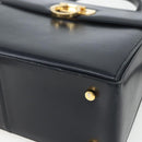 Salvatore Ferragamo Gancini Hand Bag Leather 2way Navy Gold Auth 162320-12