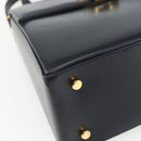 Salvatore Ferragamo Gancini Hand Bag Leather 2way Navy Gold Auth 162320-13