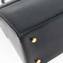 Salvatore Ferragamo Gancini Hand Bag Leather 2way Navy Gold Auth 162320-15