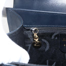 Salvatore Ferragamo Gancini Hand Bag Leather 2way Navy Gold Auth 162320-17