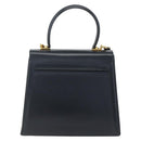 Salvatore Ferragamo Gancini Hand Bag Leather 2way Navy Gold Auth 162320-3