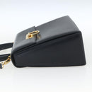 Salvatore Ferragamo Gancini Hand Bag Leather 2way Navy Gold Auth 162320-4