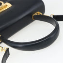 Salvatore Ferragamo Gancini Hand Bag Leather 2way Navy Gold Auth 162320-7