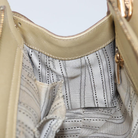 Salvatore Ferragamo Gancini Shoulder Bag Leather Gold Auth 162322