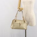 Salvatore Ferragamo Gancini Shoulder Bag Leather Gold Auth 162322-23
