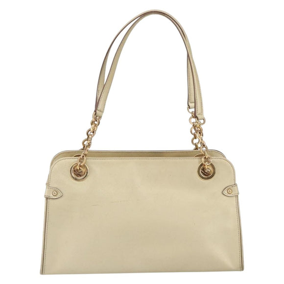 Salvatore Ferragamo Gancini Shoulder Bag Leather Gold Auth 162322
