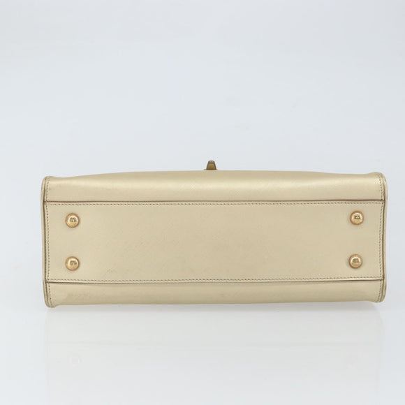 Salvatore Ferragamo Gancini Shoulder Bag Leather Gold Auth 162322