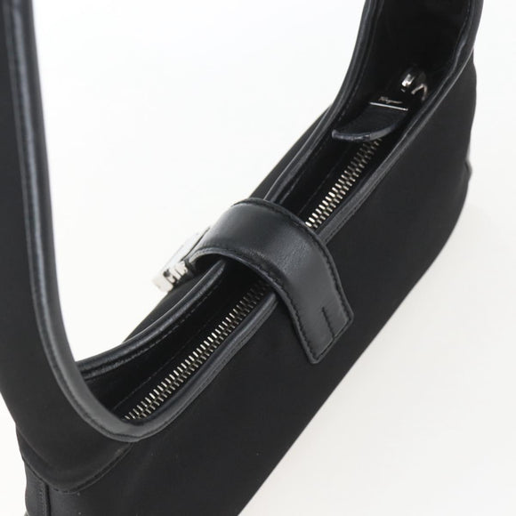Salvatore Ferragamo Hand Bag Nylon Black Silver Auth 162323