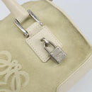 LOEWE Anagram Hand Bag Suede Beige Silver Auth 162324-17